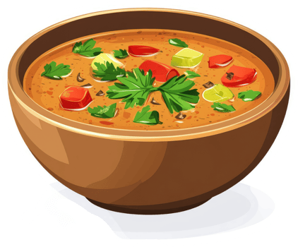 A bowl of flavorful, vegetable-packed soup. png