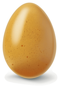 A close-up image of a golden brown chicken egg. png