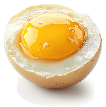 A halved hard-boiled egg, showcasing a vibrant yolk. png