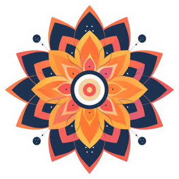 A vibrant, symmetrical mandala design featuring concentric layers of petals. png