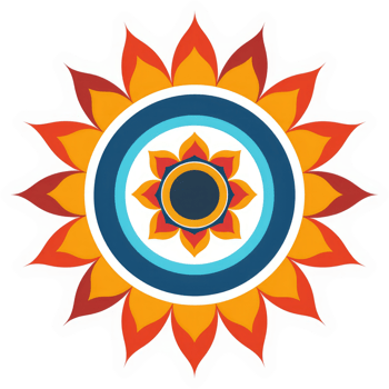 A vibrant, concentric floral design with warm colors. png