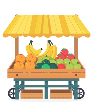 A colorful fruit stand filled with fresh produce. png