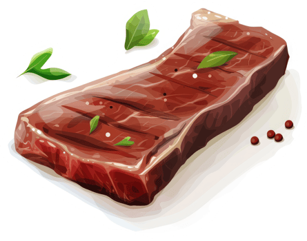 A delicious grilled steak seasoned with herbs and pepper. png
