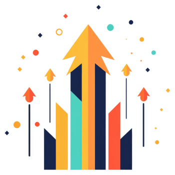 Abstract graphic illustration of upward trending growth. png