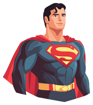 Superman, the iconic comic book superhero, depicted in a stylized illustration. png