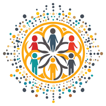 A colorful, interconnected community symbol of unity and support. png