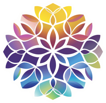 A vibrant, multicolored, geometric mandala design. png