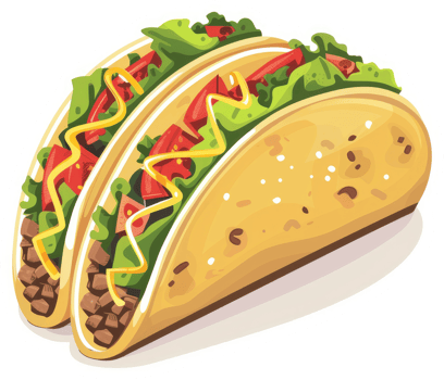 Two delicious tacos topped with savory ingredients. png