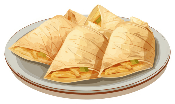 A plate of delicious and savory quesadillas. png