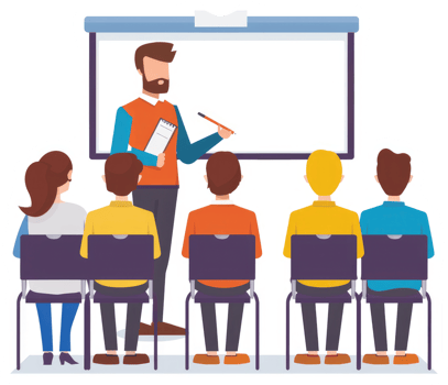 A presentation being given to a group of attentive listeners. png