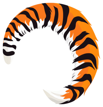 A stylized illustration of a tiger's tail in a circular form. png
