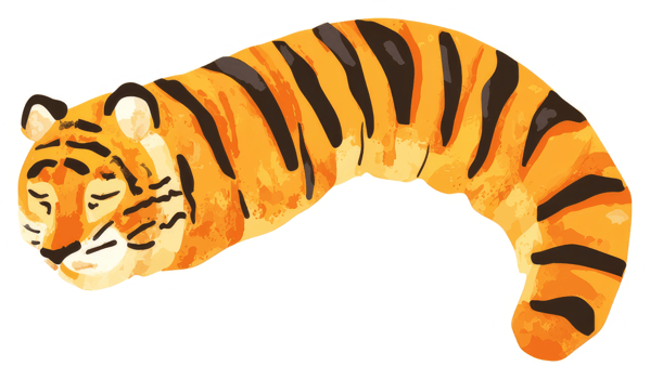 A tiger-shaped pastry, resembling a sleeping tiger. png
