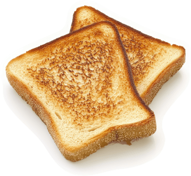 Two slices of golden brown, crispy toast. png