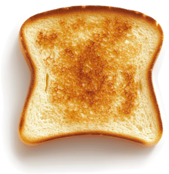 Close-up view of a golden-brown toasted bread slice. png