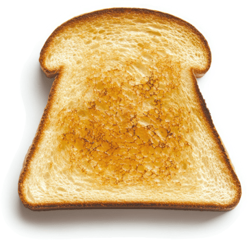 A close-up view of a perfectly toasted slice of bread. png