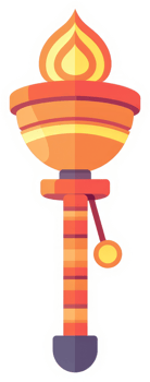 A stylized illustration of an orange and yellow torch. png