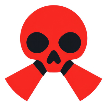 Red skull and crossed respirators symbol of danger. png