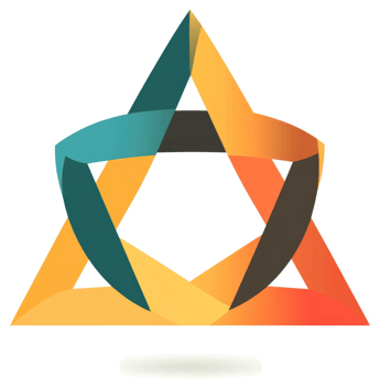 A stylized, multi-colored starburst design composed of interwoven triangles. png