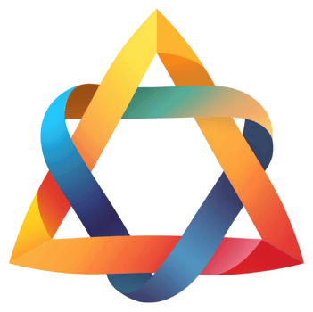 A vibrant, interconnected star logo design with gradient colors. png