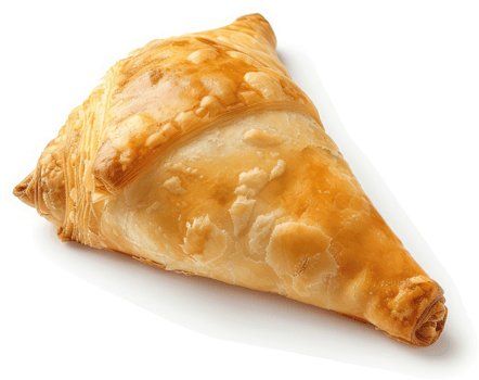 A golden-brown, flaky pastry triangle. png