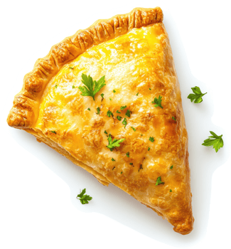 A golden-brown, cheesy triangle pastry. png