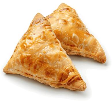 Golden triangular pastries with a flaky crust. png