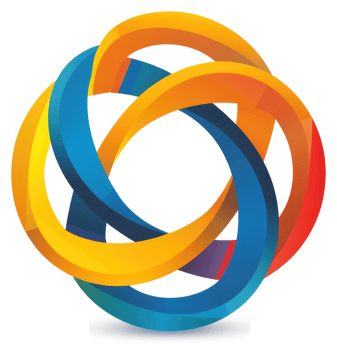 A colorful, interconnected, 3d ring design. png