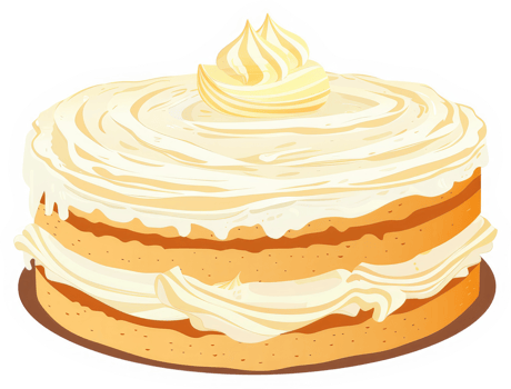 A delectable layered cake adorned with creamy frosting. png