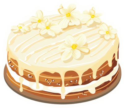 A delectable, floral-adorned cake with dripping icing. png