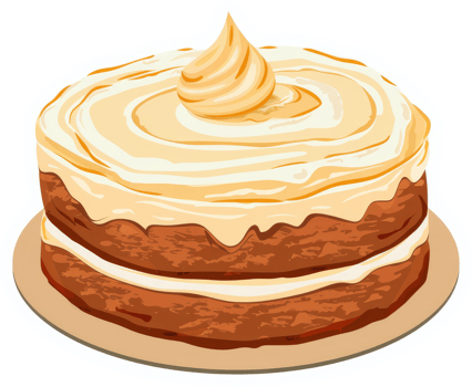 A delicious layered cake topped with creamy frosting. png