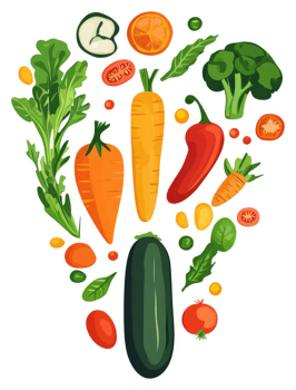 A vibrant display of assorted colorful fresh vegetables. png