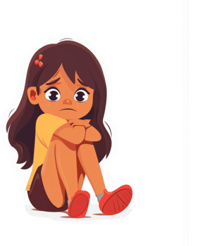 A young girl sits alone, appearing sad and withdrawn. png
