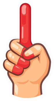 A cartoon hand with a pointing finger, stylized and colorful. png