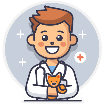 A friendly veterinarian holding a cuddly animal. png