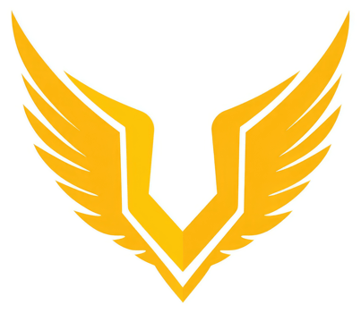 A stylized, golden v-shaped emblem with outstretched wings. png