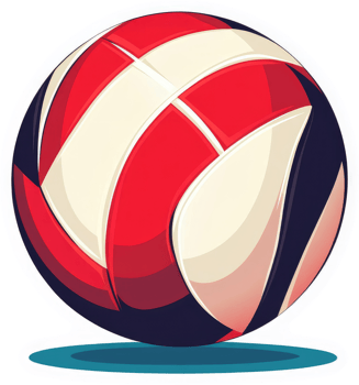 A vibrant illustration of a red and white volleyball. png