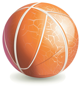 An orange basketball with a cracked leather design. png