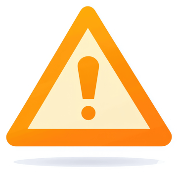 An orange triangle warning sign with an exclamation point. png