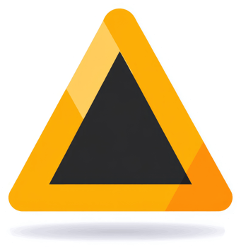 A bright yellow caution triangle with a dark center. png