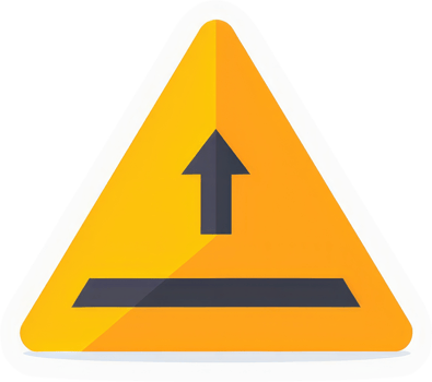 A cautionary upward-pointing triangle sign with a horizontal bar, indicating a mandatory direction. png