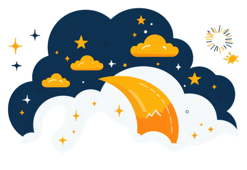 A vibrant night sky scene with a soaring, stylized comet. png