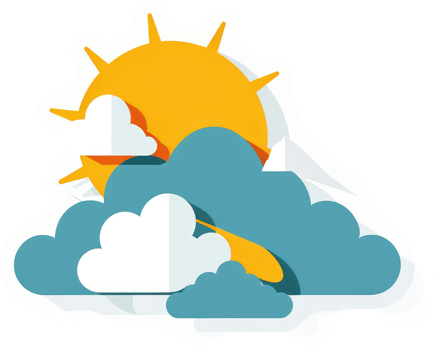 A sunny day with fluffy clouds. png