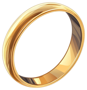 A gleaming, golden wedding band, reflecting light. png