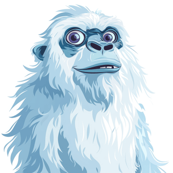 A light-blue, furry creature with expressive eyes and a surprised expression. png