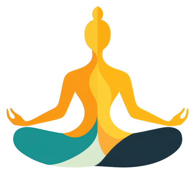 A stylized illustration of a person in a yoga meditation pose. png