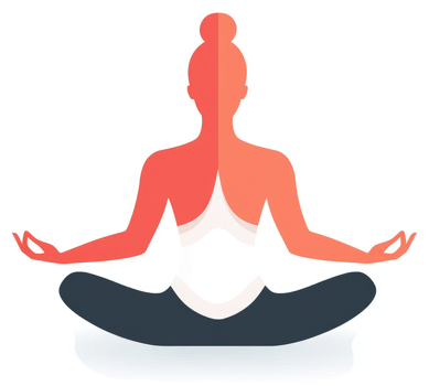 A stylized illustration of a woman practicing yoga in a peaceful seated pose. png