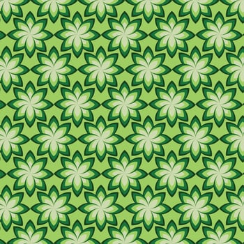 A green and white pattern with flowers vector