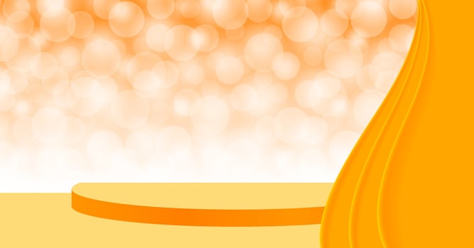 orange pedestal stage 3d on bokeh and curtain, stage podium orange with curtains for cosmetics product display show, pedestal stand deluxe for backdrop, stage pedestal for award and success concept vector