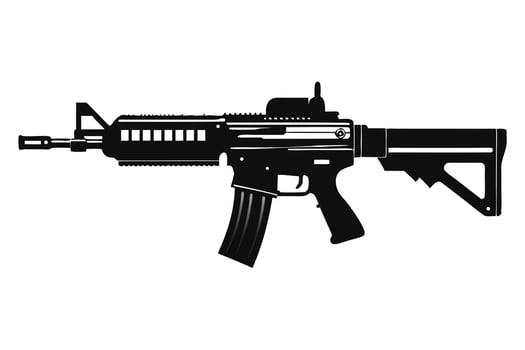 Black Assault Rifle Isolated On White vector
