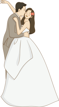 Groom and bride shyly take wedding photos png